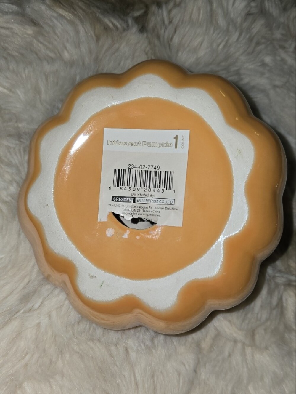 Iridescent Yellow Pumpkin with Gold Stem - Picture 3 of 4